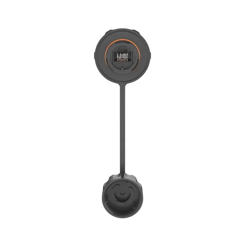 The IndustrialNet Cat 5e UTP bulkhead 8-position connector with protective cap is ideal in manufacturing environments. The UTP bulkhead connector features a RJ45 jack. The bulkhead provides an IP67 rated seal that provides protection from dust and temporary immersion in water. It terminates to a 4-pair, 24 AWG, 100 ohm twisted pair cable and does not require a punchdown tool.