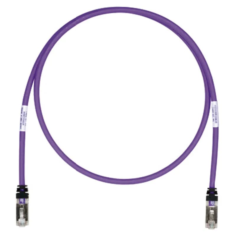 This TX6A 10Gig Cat 6A STP Patch Cord is a 6-Foot, Violet cord constructed of 26 AWG, shielded, twisted pair, stranded, CM/LSZH cable and with high-performance modular plugs. Its tangle-free latch prevents snags and ensures a fast release, streamlining moves, adds, and changes. The slender strain relief boot provides easy access in high-density applications. Enabled with RapidID, the product has pre-installed barcodes for simple port mapping using RapidID software.