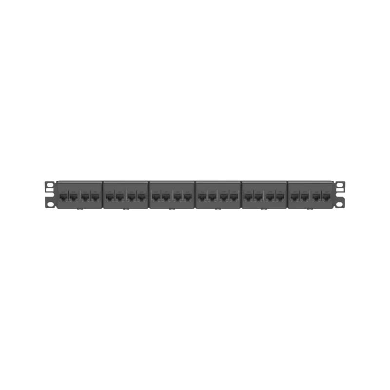 Coupler patch panel, 24 ports, flat, 1 RU, black