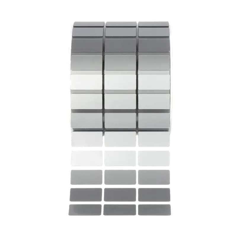 Thermal transfer raised panel component label, 1.00" W x 0.50" H, raised panel, silver, 3 labels/row, 500 pc. package quantity.