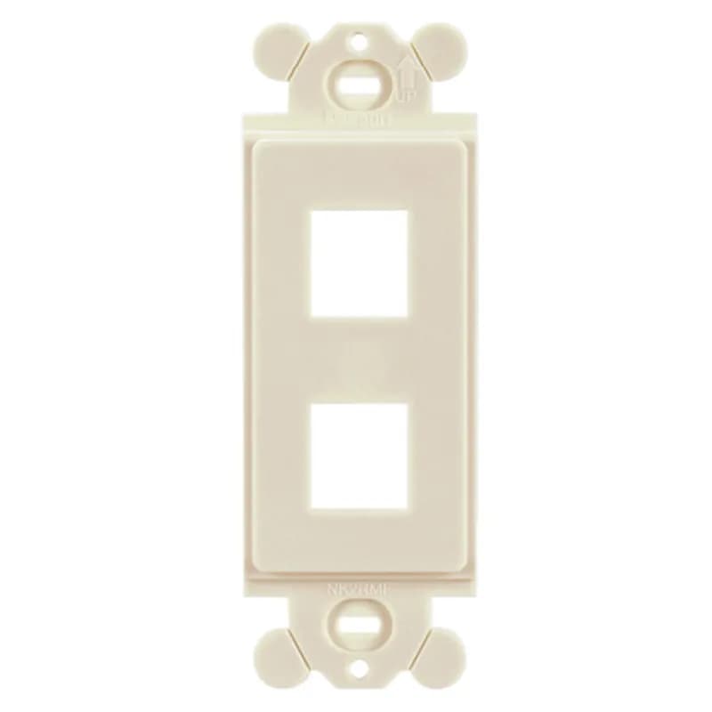 The NetKey Adapter accepts two keystone modules, mounts to a standard GFCI faceplate, and is international gray.