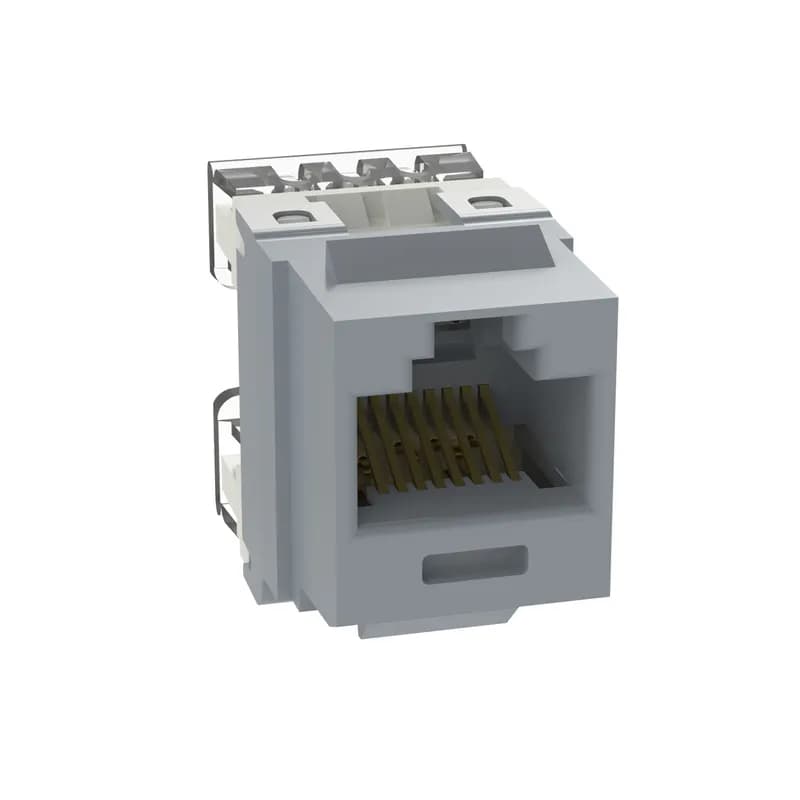 The NetKey Cat 5e UTP RJ45 Punchdown Keystone Jack Module is designed to terminate 4-pair, 22-26 AWG twisted pair cable. Each module is 100% factory tested to exceed industry standard performance requirements. Contacts are plated with 50 microinches of gold for superior performance. Jacks are individually serialized, and are compatible with keystone interfaces such as NetKey Faceplates, Modular Patch Panels, and Surface Mount Boxes. The module is international gray and includes 25 per package.