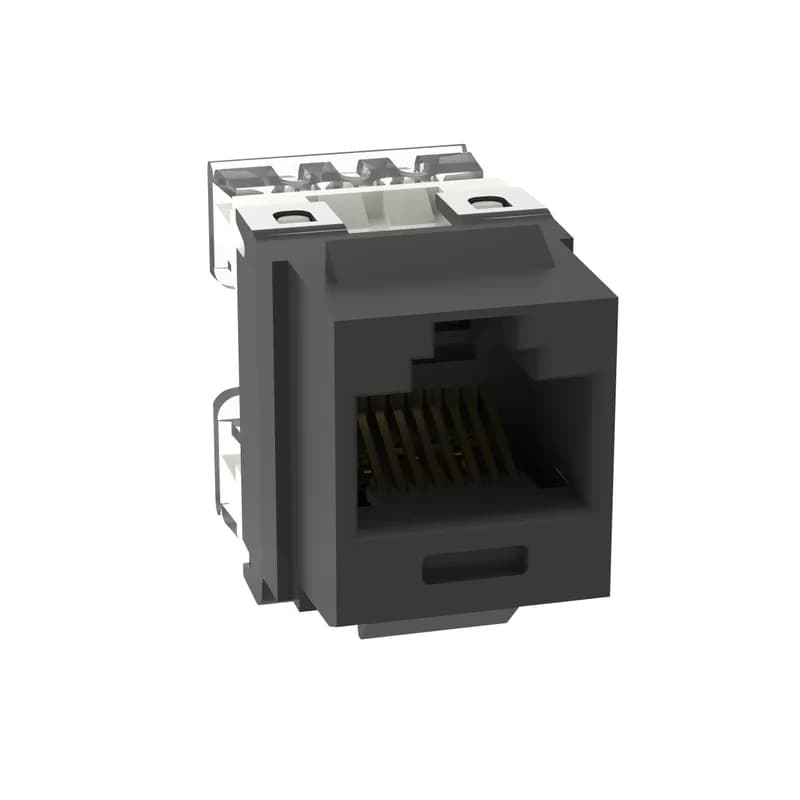 The NetKey Cat 5e UTP RJ45 Punchdown Keystone Jack Module is designed to terminate 4-pair, 22-26 AWG twisted pair cable. Each module is 100% factory tested to exceed industry standard performance requirements. Contacts are plated with 50 microinches of gold for superior performance. Jacks are individually serialized, and are compatible with keystone interfaces such as NetKey Faceplates, Modular Patch Panels, and Surface Mount Boxes. The module is black and includes 25 per package.