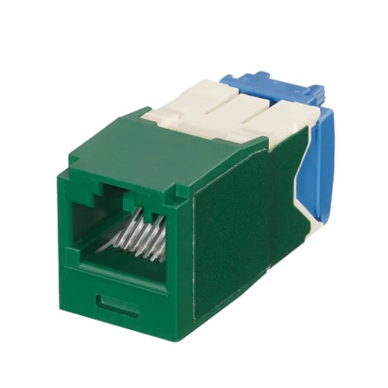 The Mini-Com Cat 6A UTP RJ45 TG Keyed Jack Module is designed to terminate 4-pair, 22-26 AWG twisted pair cable and only allow same-color Keyed Panduit Patchcords to be inserted. Each module is 100% factory tested to exceed industry standard performance requirements. TG style termination eliminates the need for a termination tool. Each jack is individually serialized for traceability and is compatible with Mini-Com Modular Patch Panels and Faceplates.