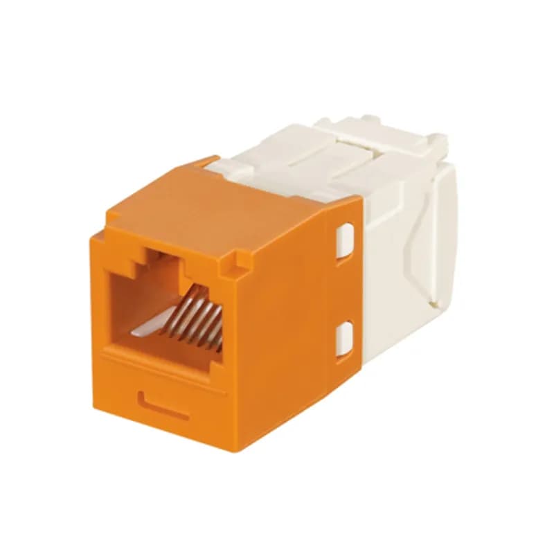 The Mini-Com Cat 6 UTP RJ45 TG Keyed Jack Module is designed to terminate 4-pair, 22-26 AWG twisted pair cable and only allow same-color Keyed Panduit Patchcords to be inserted. Each module is 100% factory tested to exceed industry standard performance requirements. TG style termination eliminates the need for a termination tool. Each jack is individually serialized for traceability and is compatible with Mini-Com Modular Patch Panels and Faceplates.
