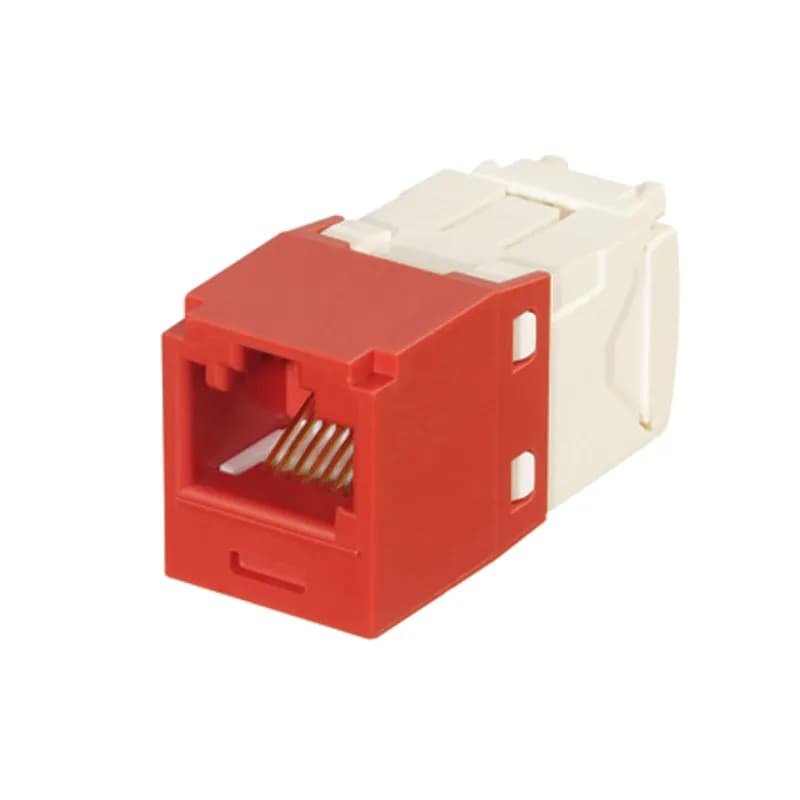 The Mini-Com Cat 6 UTP RJ45 TG Keyed Jack Module is designed to terminate 4-pair, 22-26 AWG twisted pair cable and only allow same-color Keyed Panduit Patchcords to be inserted. Each module is 100% factory tested to exceed industry standard performance requirements. TG style termination eliminates the need for a termination tool. Each jack is individually serialized for traceability and is compatible with Mini-Com Modular Patch Panels and Faceplates.