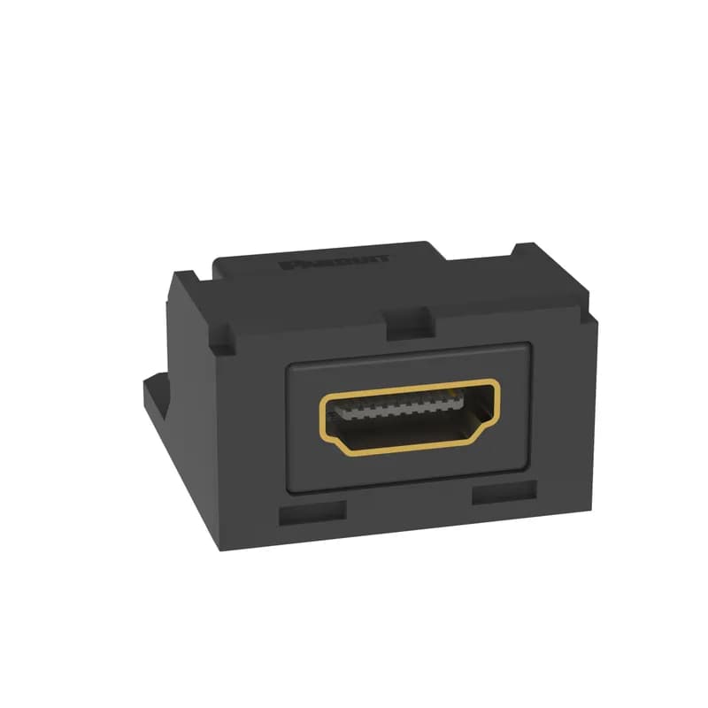 Panduit CMHDMIBL - This Mini-Com HDMI Coupler is HDMI 2.0. It is a Type A female to female coupler, two position module. It is black.