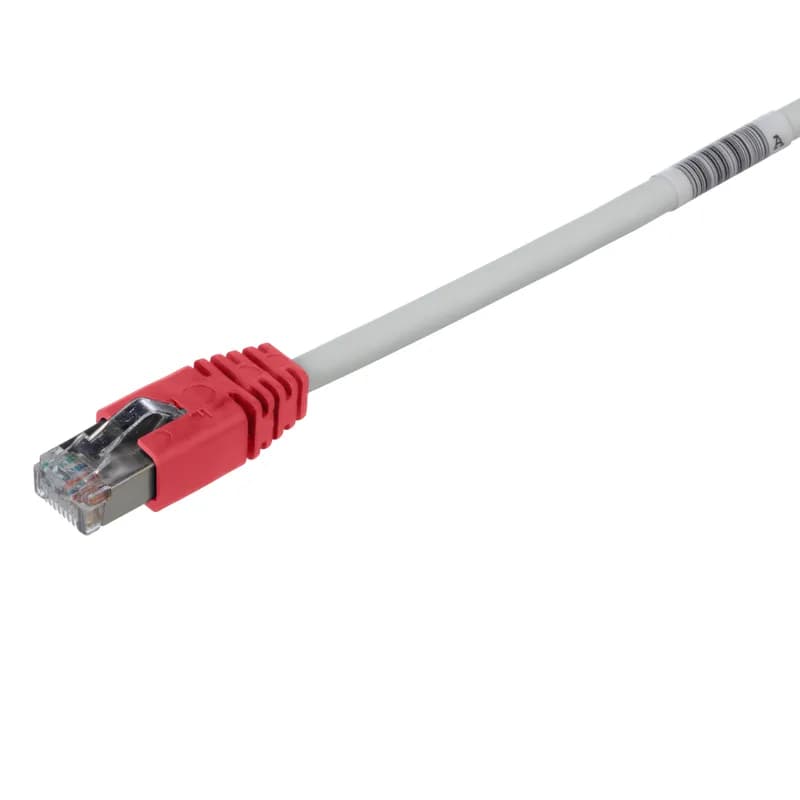 The TX5e Cat 5e Shielded Patch Cord is constructed of 26 AWG, shielded, twisted pair, stranded, CM/LSZH cable with Pan-Plug modular plugs on each end. The patented tangle free latch prevents snags and provides easy release saving time on frequent moves, adds, and changes. The plugs have a red boot. The patch cord is 10 meters in length and international gray.