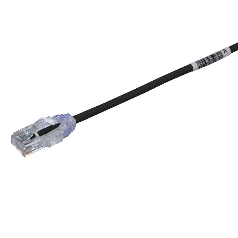 Panduit UTP28SP7BL - The TX6-28 Cat 6 UTP Patch Cord is a 7-Foot, 0.150-inch (3.8mm) diameter, Black cord constructed of 28 AWG, unshielded, twisted pair, stranded, CM/LSZH cable with high-performance modular plugs. Its compact 28 AWG design simplifies installation and management. The tangle-free latch prevents snags and ensures a fast release, streamlining moves, adds, and changes. Enabled with RapidID, the product has pre-installed barcodes for simple port mapping using RapidID software.