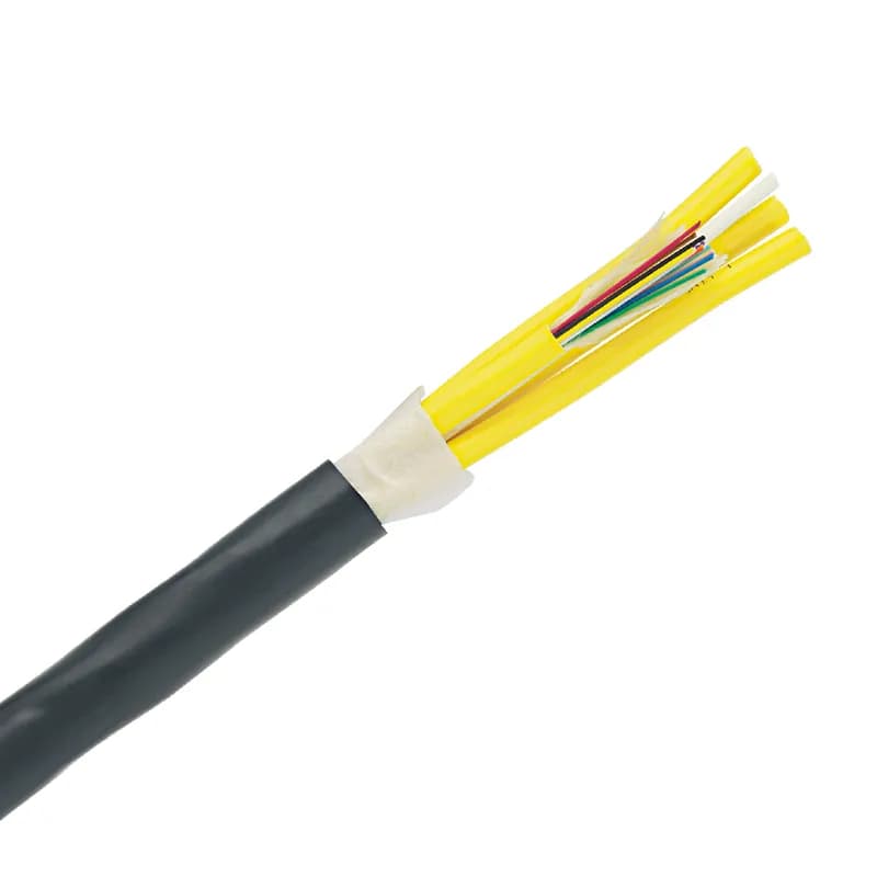The 6 fiber indoor/outdoor tight buffered cable is OM1, Riser (OFNR) rated and features 900 buffered fibers.