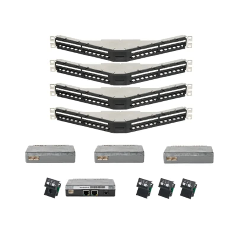 Panduit PVQ-MIQPS96A - For standard configurations, this 96-port modular intelligent panel kit includes four angled PanView iQ Patch Panels, one PanView iQ Panel Manager with interface unit, and three PanView iQ Expansion Modules with expansion port cables and interface units. It also includes one 1.5 foot (0.5m) RJ45 patch cord for connection to network switch or additional daisy-chained PanView iQ Panel Managers. Power supply, PanView iQ Patch Cords and Mini-Com Jack Modules must be purchased separately.
