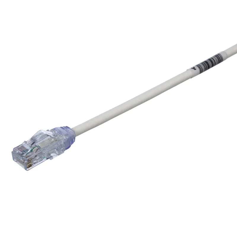 The TX6A-28 Cat 6A UTP Patch Cord is a 0.2-Meter, 0.185-inch (4.7mm) diameter, Off-White cord constructed of 28 AWG unshielded, twisted pair, solid, CM/LSZH cable with high-performance modular plugs. Its compact 28 AWG design simplifies installation and management. The tangle-free latch prevents snags and ensures a fast release, streamlining moves, adds, and changes. Enabled with RapidID, the product has pre-installed barcodes for simple port mapping using RapidID software.