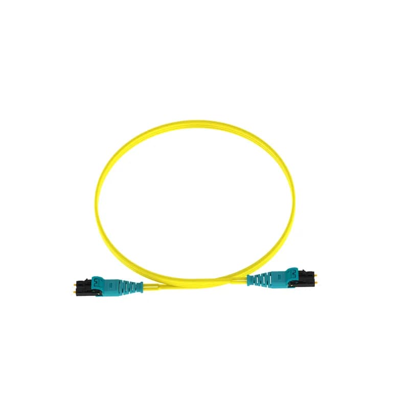 The duplex fiber patch cord is OS2 with a 1.6mm cable jacket. It is Low Smoke Zero Halogen (LSZH), features LC push pull connectors, has standard insertion loss and is 1 meter in length.