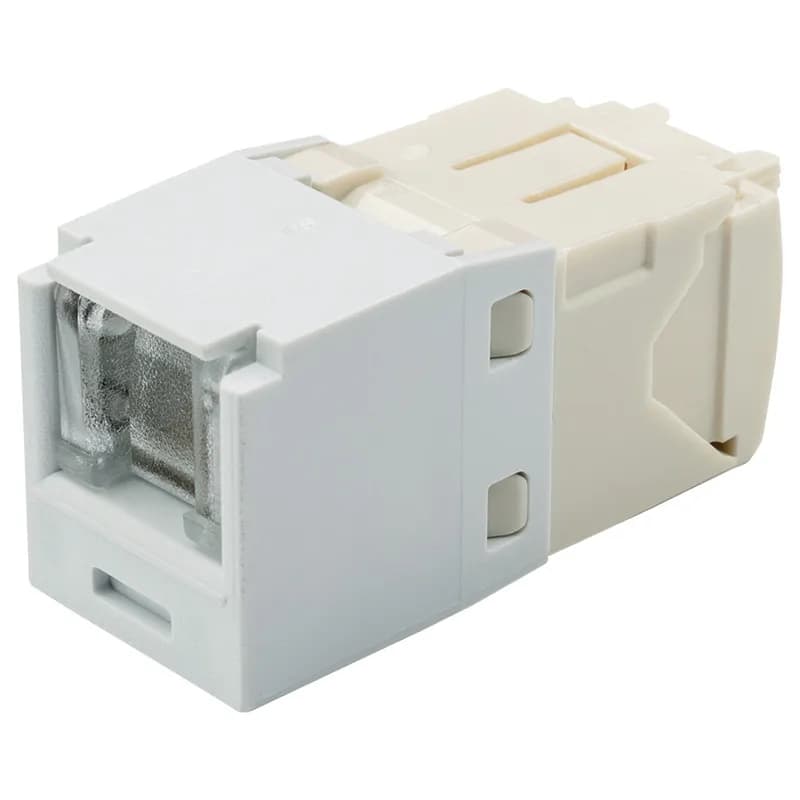 The Mini-Com Cat 6 UTP RJ45 Spring-Shuttered TG Jack Module is designed to terminate 4-pair, 22-26 AWG twisted pair cable. Each module is 100% factory tested to exceed industry standard performance requirements. The integrated spring-shuttered door keeps dust and debris out of unmated RJ45 jack modules. Each jack is individually serialized for traceability and is compatible with Mini-Com Modular Patch Panels and Faceplates.