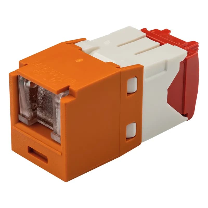 The Mini-Com Cat 5e UTP RJ45 Spring-Shuttered TG Jack Module is designed to terminate 4-pair, 22-26 AWG twisted pair cable. Each module is 100% factory tested to exceed industry standard performance requirements. The integrated spring-shuttered door keeps dust and debris out of unmated RJ45 jack modules. Each jack is individually serialized for traceability and is compatible with Mini-Com Modular Patch Panels and Faceplates.