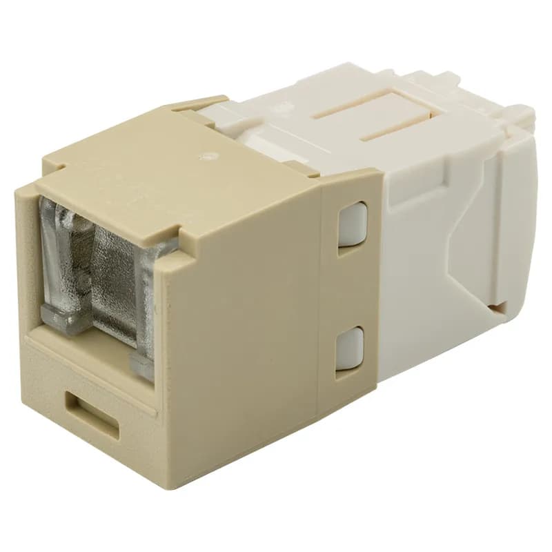 The Mini-Com Cat 6 UTP RJ45 Spring-Shuttered TG Jack Module is designed to terminate 4-pair, 22-26 AWG twisted pair cable. Each module is 100% factory tested to exceed industry standard performance requirements. The integrated spring-shuttered door keeps dust and debris out of unmated RJ45 jack modules. Each jack is individually serialized for traceability and is compatible with Mini-Com Modular Patch Panels and Faceplates.