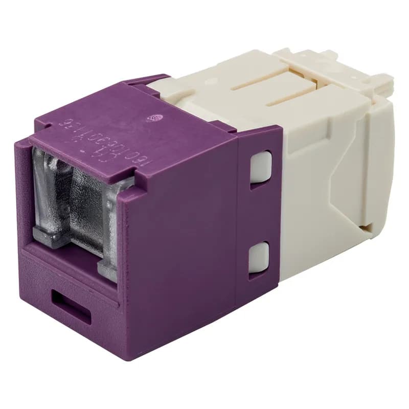 The Mini-Com Cat 6 UTP RJ45 Spring-Shuttered TG Jack Module is designed to terminate 4-pair, 22-26 AWG twisted pair cable. Each module is 100% factory tested to exceed industry standard performance requirements. The integrated spring-shuttered door keeps dust and debris out of unmated RJ45 jack modules. Each jack is individually serialized for traceability and is compatible with Mini-Com Modular Patch Panels and Faceplates.