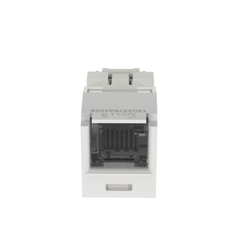 The Mini-Com Cat 6 UTP RJ45 Spring-Shuttered TG Jack Module is designed to terminate 4-pair, 22-26 AWG twisted pair cable. Each module is 100% factory tested to exceed industry standard performance requirements. The integrated spring shuttered door keeps dust and debris out of unmated RJ45 jack modules. Each jack is individually serialized for traceability and is compatible with Mini-Com Modular Patch Panels and Faceplates. The jack module is arctic white.