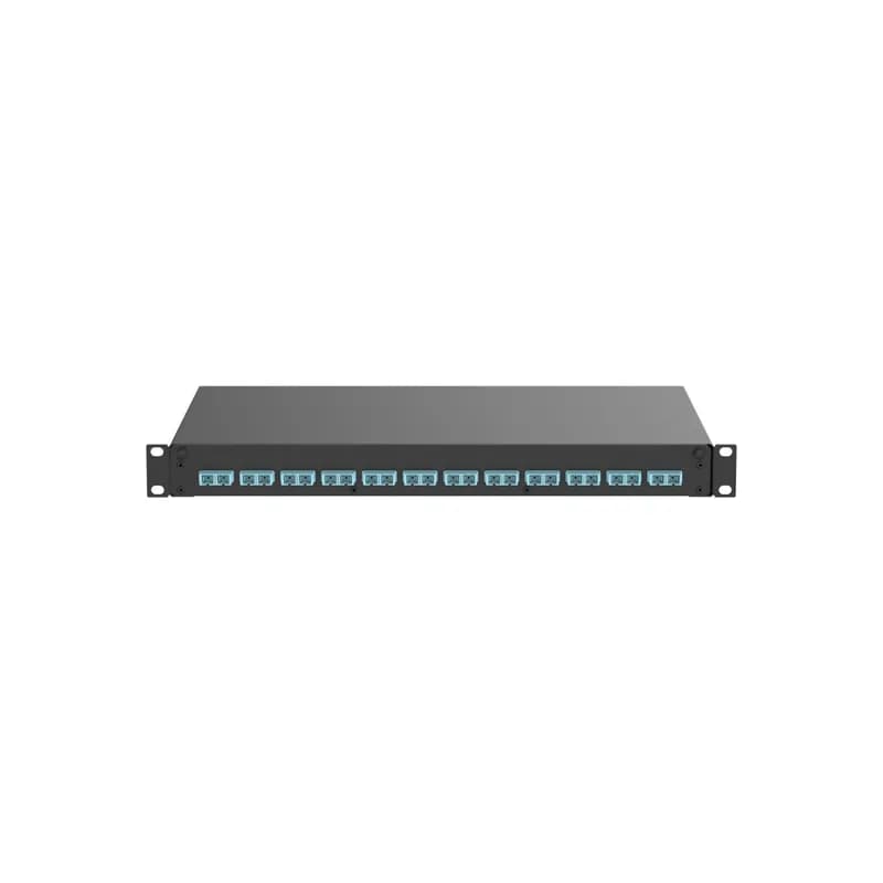 Panduit FD1W12AQDSCZ - The fiber drawer is pre-loaded with 12 aqua duplex SC adapters with zirconia sleeves. It is black powdered coated steel and measures 1.73 inches H x 17.5 inches W x 12.1 inches D (44mm x 445mm x 308mm)