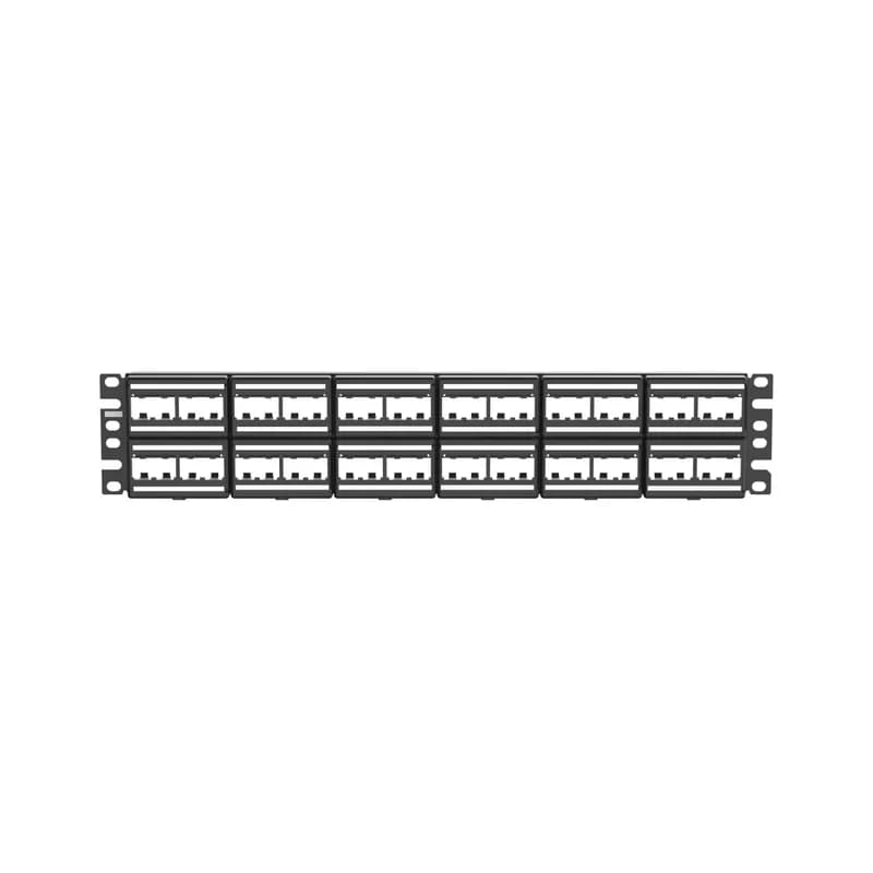 Panduit CPPKL6G48WBL - The Mini-Com Modular Patch Panel Kit includes 48 Mini-Com Cat 6 TG Jack Modules for unshielded applications, is 2 RU, and mounts to 19 inch and 23 inch racks and cabinets. The panel offers front access, includes label pockets for easy identification, and is black.