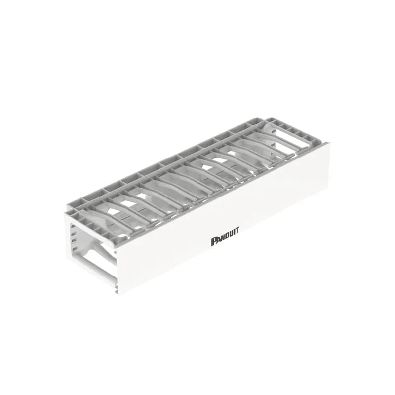 The NetManager High Capacity Horizontal Cable Manager cost-effectively organizes and protects copper and fiber network cabling in any standard EIA 19 inch (483mm) rack or cabinet. Large front finger openings easily accommodate Cat 6 and 6A cables, reducing installation time and maintenance costs. The single-sided manager is 2 RU and has a hinged front cover only. The manager is white.