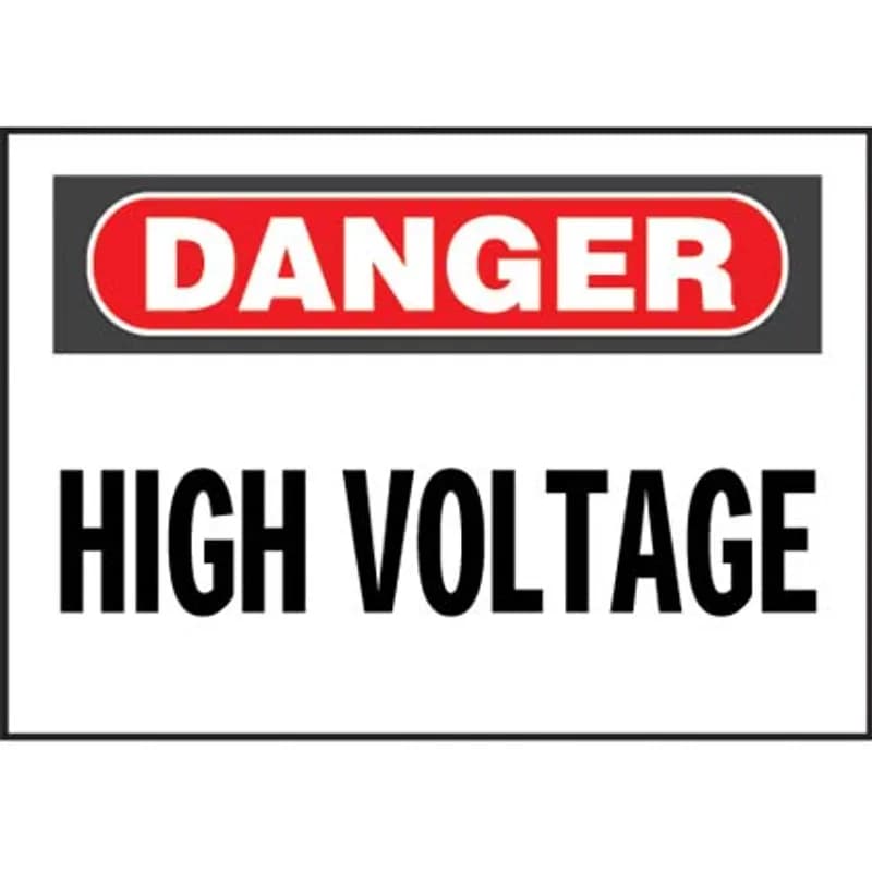 Panduit PVS0204D72YA - Vinyl adhesive sign, 2.25" H x 4.50" W, DANGER header, 'High Voltage' (legend), vinyl adhesive, red and black/white, 1 sign/card, 5 cards/package.