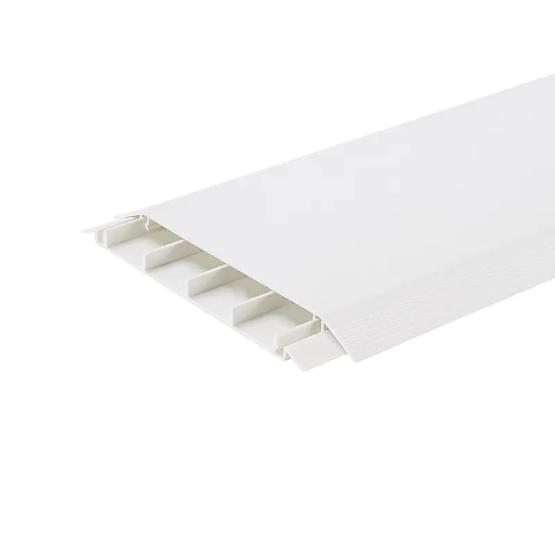 The above floor raceway is a non-metallic, 4 channel surface raceway used to route, protect, and conceal data, voice, video, fiber optic and power cabling over floors. The structurally engineered design is ADA compliant, tamper resistant and made of rigid PVC. It is 6 feet long and is International White