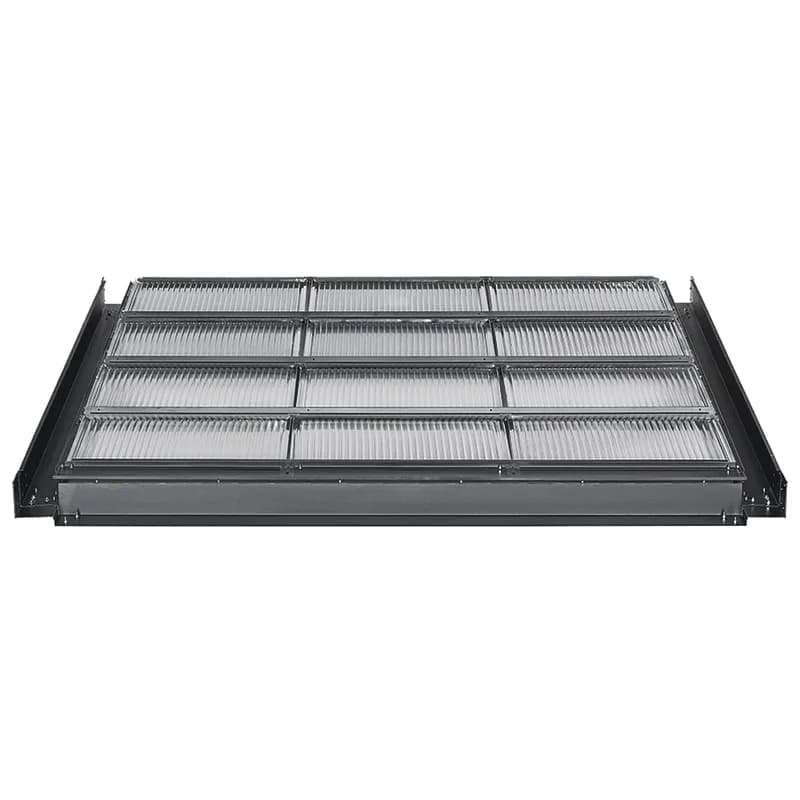 The Net-Contain Ceiling Grid Kit is used with the Drop Away Roof Panel to suppress fire in the data center. It is part of the Universal Aisle Containment thermal solution. The 6-foot (1800mm) ceiling grid is white.