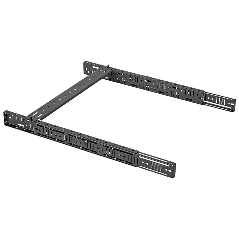 The HD Flex Universal Cable Management Bracket features adjustable mounting rails to help route/manage cables vertically or horizontally. The universal bracket supports cable slack as well as manage and route cables on the sides of racks, enclosures, or cabinets. This kit includes two mounting brackets and one strain relief bar.