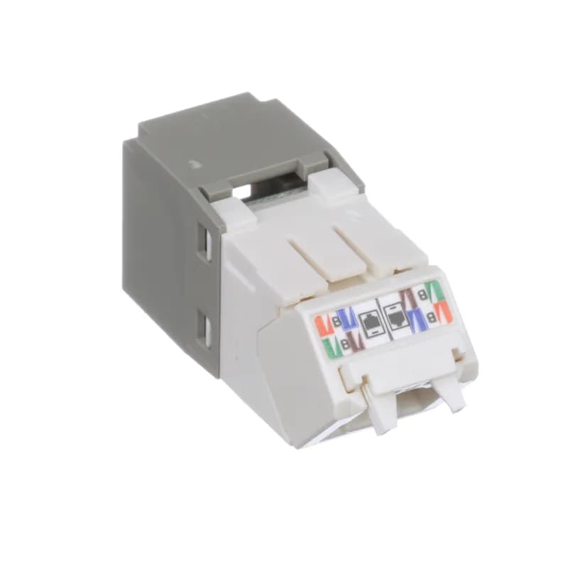 Panduit CJUD688TGIG - The Mini-Com Cat 6 UTP RJ45 Up/Down 45 Angled TG Jack Module is designed to terminate 4-pair, 22-26 AWG twisted pair cable and improves cable routing to jacks in tight spaces. Each module is 100% factory tested to exceed industry standard performance requirements. TG style termination eliminates the need for a termination tool. Each jack is individually serialized for traceability and is compatible with Mini-Com Modular Patch Panels and Faceplates.