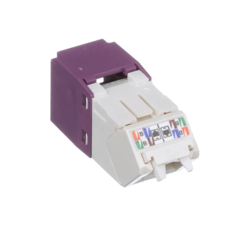 The Mini-Com Cat 6 UTP RJ45 Up/Down 45 Angled TG Jack Module is designed to terminate 4-pair, 22-26 AWG twisted pair cable and improves cable routing to jacks in tight spaces. Each module is 100% factory tested to exceed industry standard performance requirements. TG style termination eliminates the need for a termination tool. Each jack is individually serialized for traceability and is compatible with Mini-Com Modular Patch Panels and Faceplates.