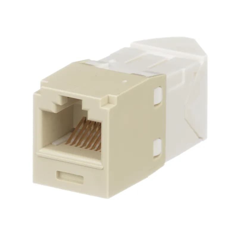 The Mini-Com Cat 6 UTP RJ45 Left/Right 45 Angled TG Jack Module is designed to terminate 4-pair, 22-26 AWG twisted pair cable and improves cable routing to jacks in tight spaces. Each module is 100% factory tested to exceed industry standard performance requirements. TG style termination eliminates the need for a termination tool. Each jack is individually serialized for traceability and is compatible with Mini-Com Modular Patch Panels and Faceplates.