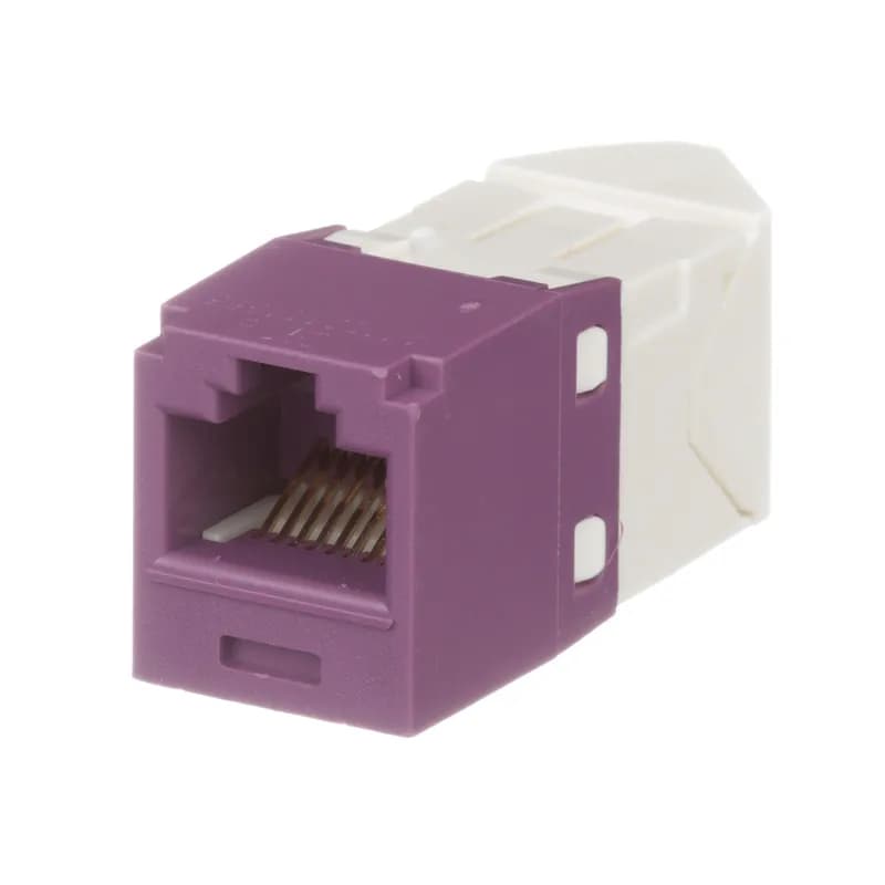The Mini-Com Cat 6 UTP RJ45 Left/Right 45 Angled TG Jack Module is designed to terminate 4-pair, 22-26 AWG twisted pair cable and improves cable routing to jacks in tight spaces. Each module is 100% factory tested to exceed industry standard performance requirements. TG style termination eliminates the need for a termination tool. Each jack is individually serialized for traceability and is compatible with Mini-Com Modular Patch Panels and Faceplates.