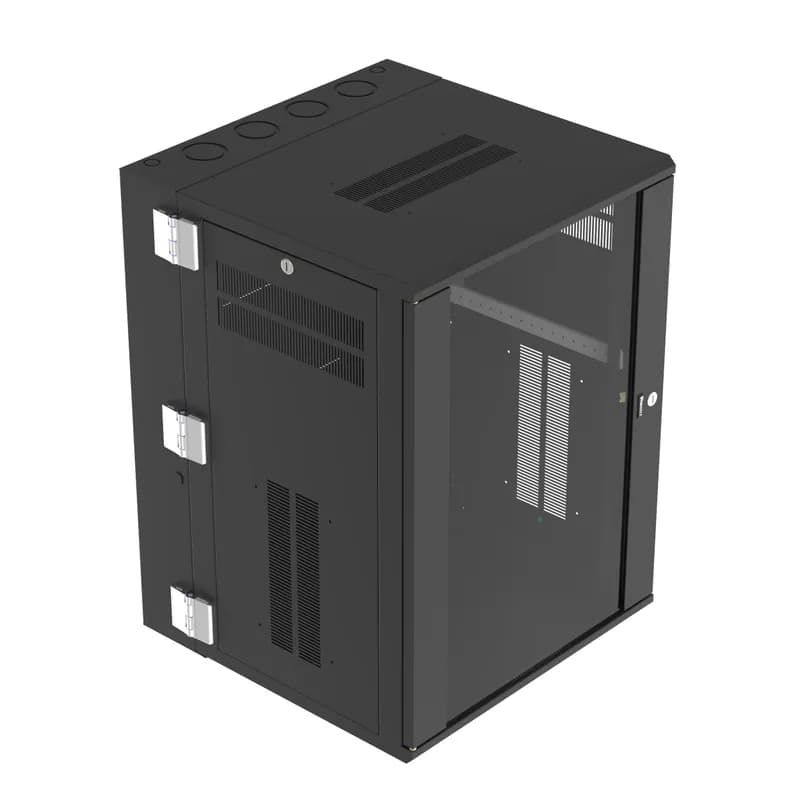 Panduit PZWMC18W - The PanZone Wall Mount Cabinet with windowed door is 25 inches deep and includes hinged doors on the front and back for complete access to networking equipment to make moves, adds, and changes easy. The removable side panels allow for access to cable routing. The enclosure is engineered to allow proper climate control for use with various networking equipment. The 18 RU enclosure is rated to 300 pounds and is black.