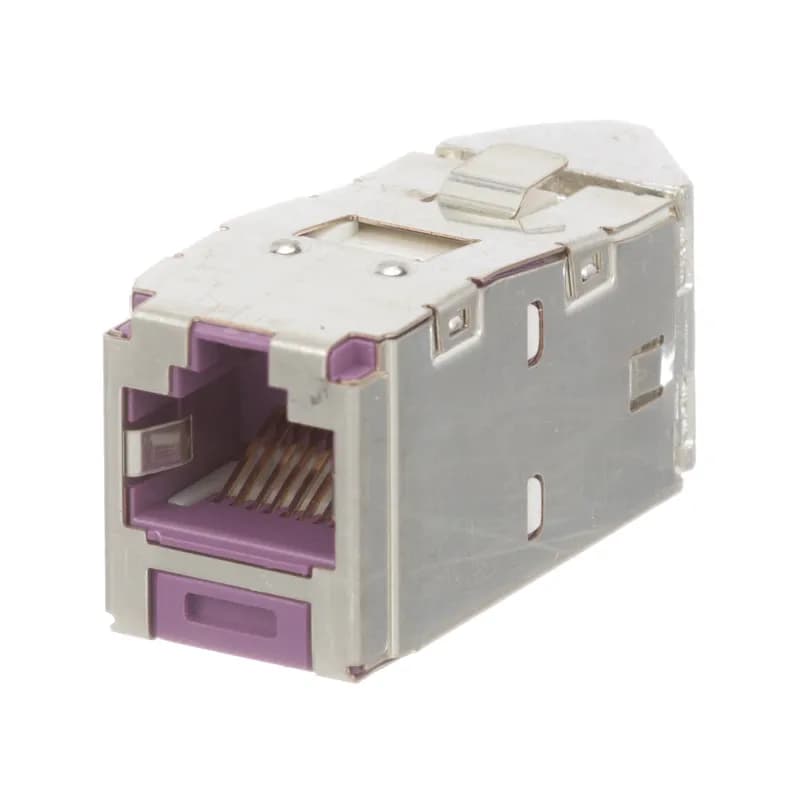 The Mini-Com Cat 6 Shielded RJ45 Left/Right 45 Angled TG Jack Module is designed to terminate shielded 4-pair, 22-26 AWG twisted pair cable and improves cable routing to jacks in tight spaces. Each module is 100% factory tested to exceed industry standard performance requirements. TG style termination eliminates the need for a termination tool. Each jack is individually serialized for traceability and is compatible with Mini-Com Modular Patch Panels and Faceplates.