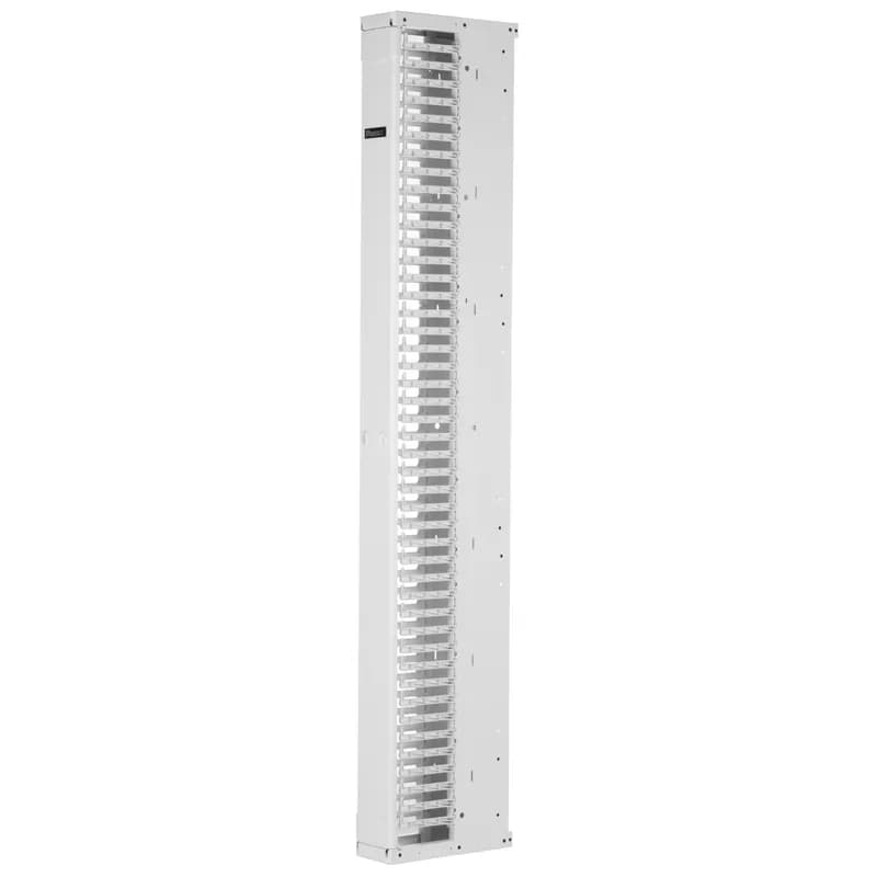 The PatchRunner 2 Enhanced Vertical Cable Manager pairs ultra-high-density capability and versatility with its unique zero RU patching feature. The partially assembled manager installs easily to speed up deployment. The single-sided manager has a metal backbone with molded plastic fingers, and includes one full-length metal, dual-hinging, push-to-close door. The manager is 45 RU, 6 inches wide, 6 bonus vertical RU, and is white.