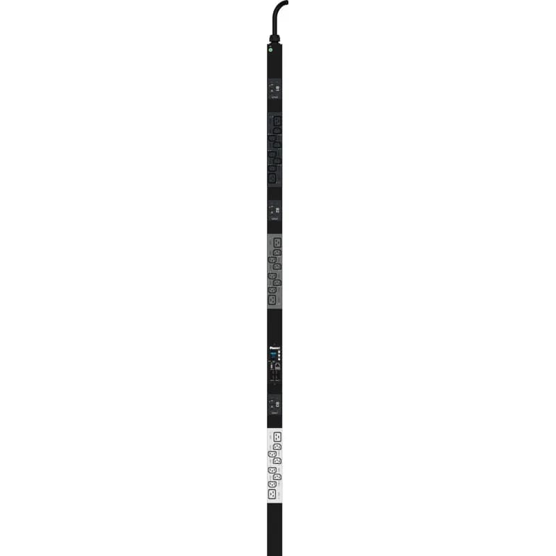 Panduit P24F17M - This Panduit G5 Monitored Per Outlet PDU features (24) C13 outlets. It is a 30 amp, 415 V, three phase PDU with a NEMA L22-30P input plug and a 10 foot (3m) power cord.