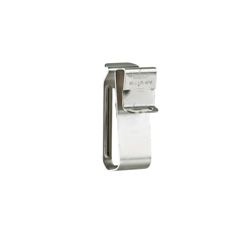 The MEC125-4PV-C 4-wire metal edge clip is made of stainless steel. It can be installed on a Panel thickness ranging from 0.051" to .125" (1.3mm to 3.2mm) and can accommodate up to 4 wires with a diameter range of .200" to .295" (5.1mm to 7.5mm). Use when cable orientation is parallel to the outer edge of the panel.