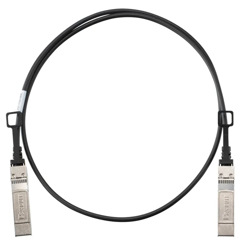 This direct attach passive copper cable assembly features 10G factory-terminated SFP+ passive modular connectors on each end. The high-speed, 2-pair assembly has twinaxial cable, is black in cable color, 30AWG and 2.5 meters in length.
