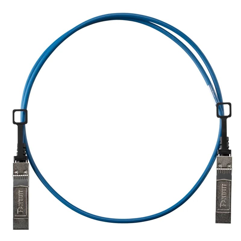 This direct attach passive copper cable assembly features 10G factory-terminated SFP+ passive modular connectors on each end. The high-speed, 2-pair assembly has twinaxial cable, is blue in cable color, 30AWG and 1.5 meters in length.