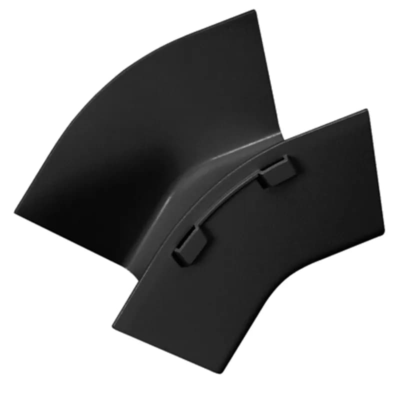 The FiberRunner 6x4 Outside Vertical creates a 45 downward angle from a horizontal run. It is used with inside vertical 45 angle fitting FRIV456X4LBL to change the level of a horizontal run.