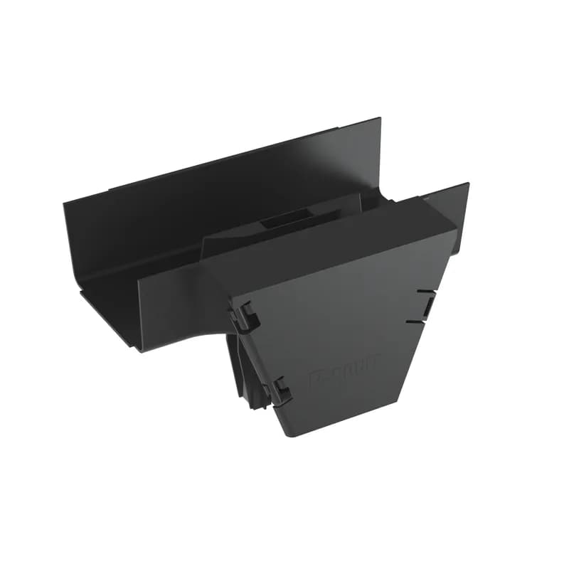 The FiberRunner 6x4 Vertical Tee creates a 90 vertical drop from a horizontal run. The vertical tee includes a hinged door.