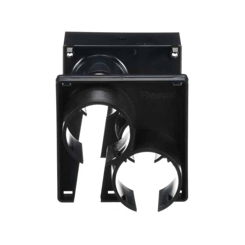 The FiberRunner 2-Port Spillout is used to route cable into one or two pieces of 1.5 (38mm) inside diameter split corrugated tubing.