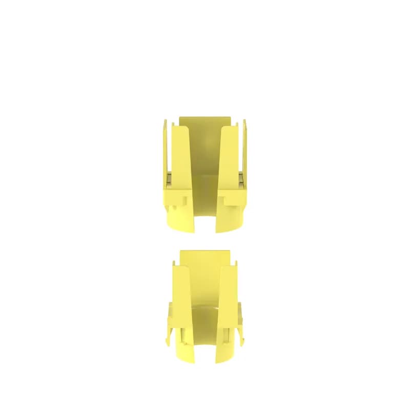 The FiberRunner 1-Port Spillout is used with a 2x2 fitting. The spillout is used to route cable into one separate 1.5 inch (3.8mm) diameter split corrugated tubing.