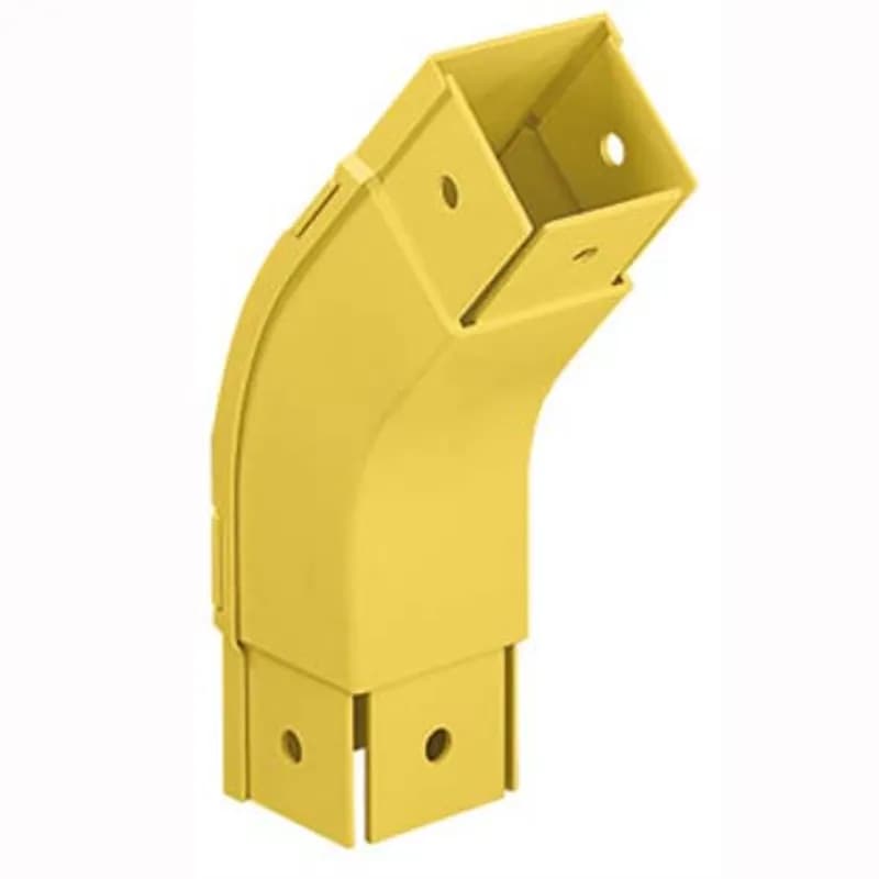 The FiberRunner 2x2 Outside Vertical attaches to a channel to create a 45 downward angle from a straight horizontal run. It is used with inside vertical 45 angle fitting FIV452X2LYL to change the level of straight horizontal runs.