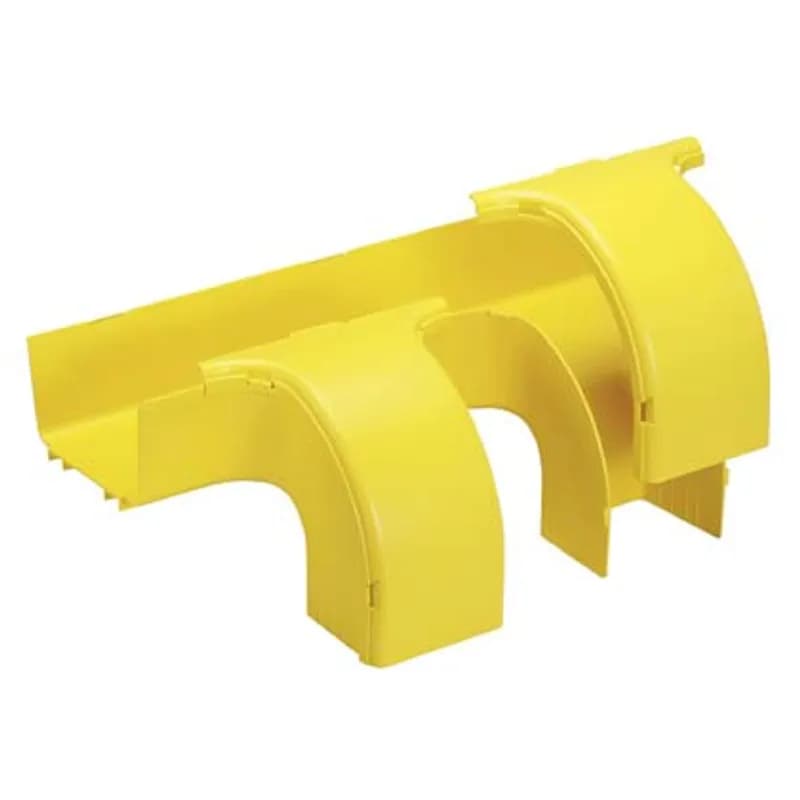 The FiberRunner 6x4 Dual Downspout attaches to a 6x4 channel and/or fitting to create two 90 4x4 downward transitions from a horizontal run. The fitting maintains a 2 inch bend radius control throughout the transition to the vertical downspouts. It includes two snap-on throat covers for the dual downspouts.
