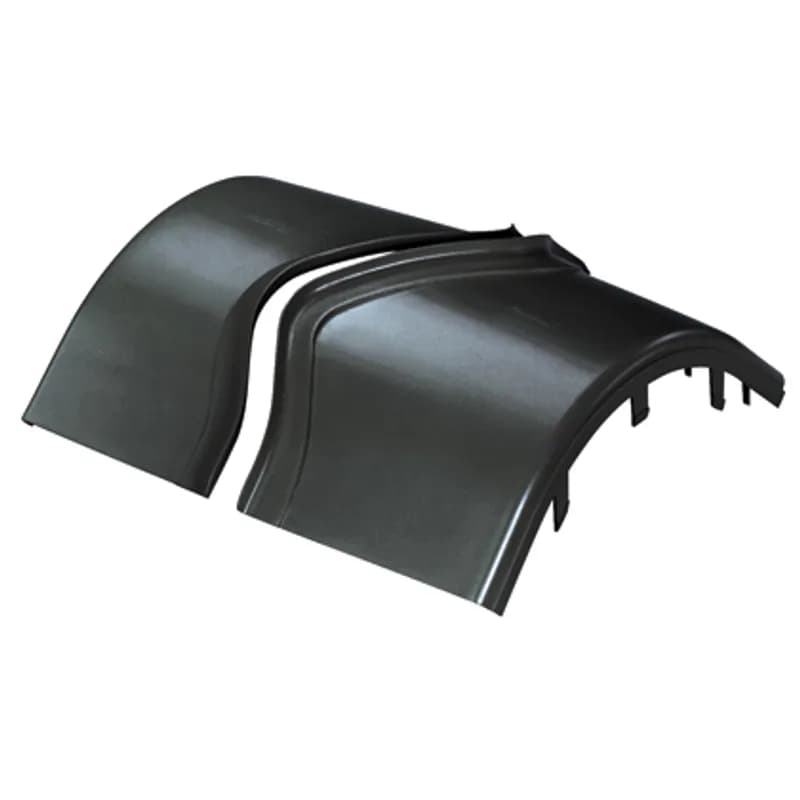 The FiberRunner 12x4 Outside Vertical Right-Angle Cover creates openings for easy access to add or remove cables.