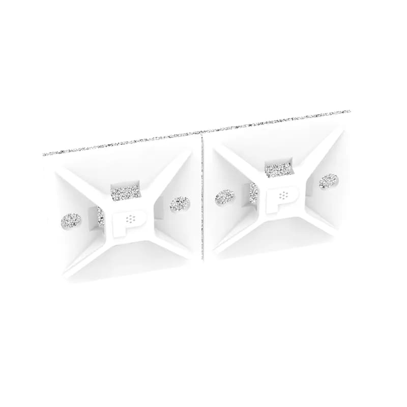 Panduit s ABM112-AV-C 4-way adhesive cable tie mounts are applied with high bond adhesive tape and made of Nylon 6.6. They have been designed for fast installation and long-term performance and reliability. These mounts can be used with miniature cable ties and are intended for use in indoor, high-temperature environments. The mounts are 1.12 x 1.12 (28.6mm x 28.6mm), supplied in strips of 2, are white in color and come in packages of 100.