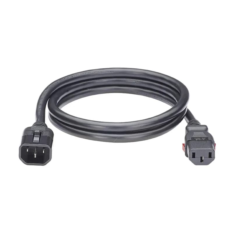 Dual-Locking IT Power Cord, IEC C14 to IEC C13, 6 feet (1.8m), 10 pack, Black.