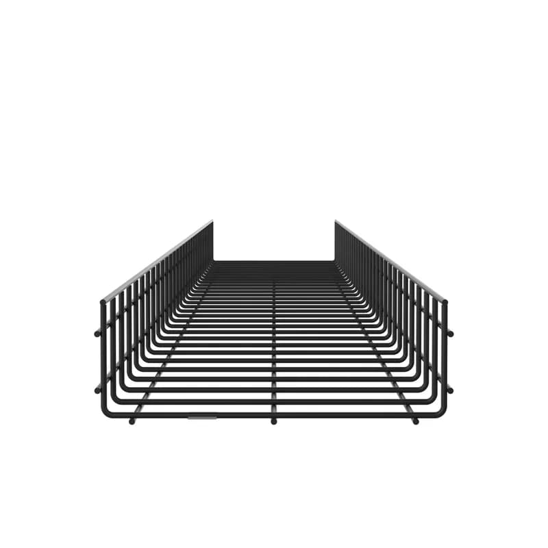 The 4" height x 12" width wire basket is available in a black powdered coated finish. The wire basket can be used in many applications to route cable to the needed location. It s design enable users to have to cut less wires on a basket with improves risk mitigation.